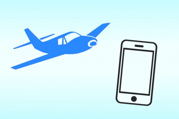 携帯電話と飛行機のイラスト