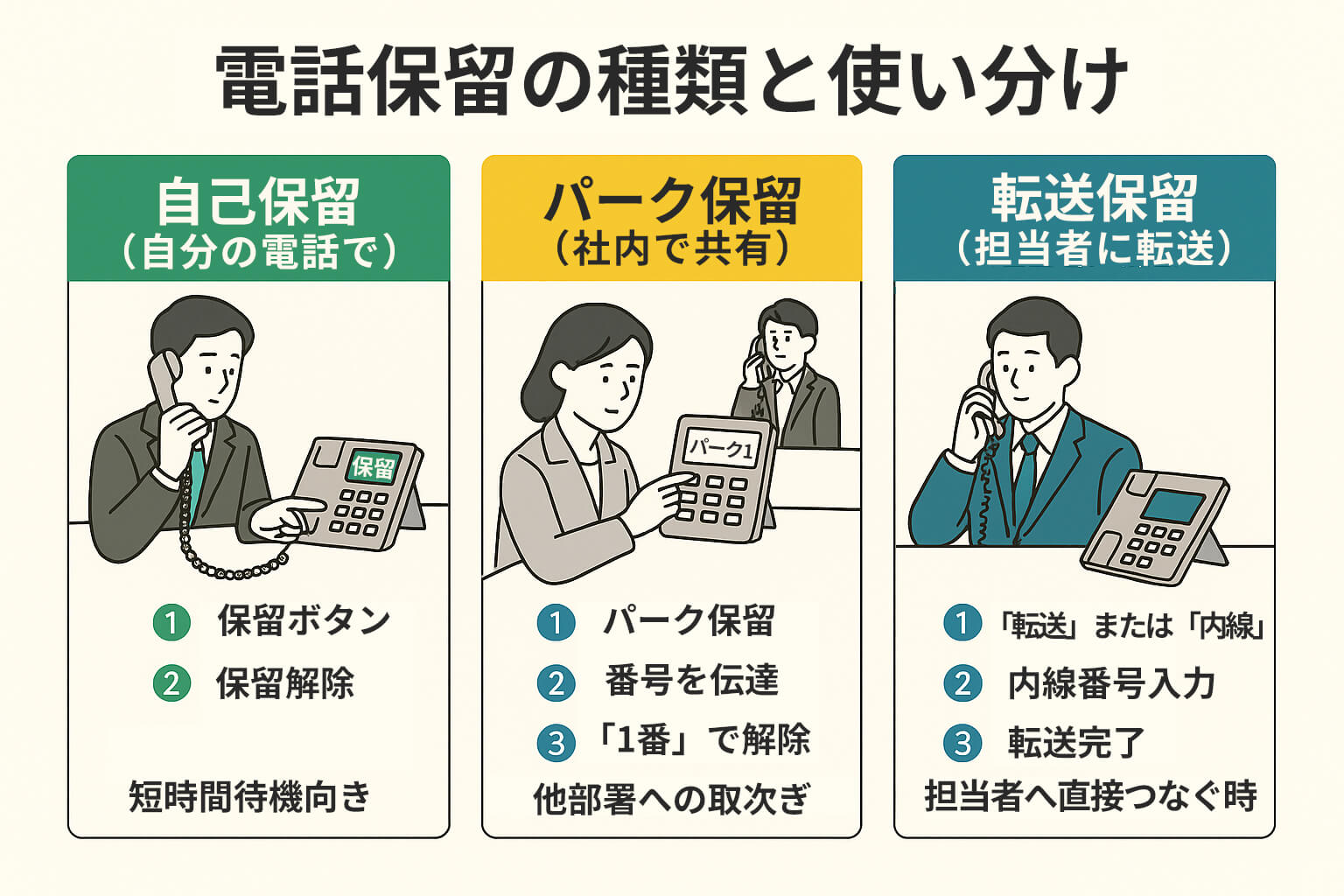 電話保留の種類と使い分け