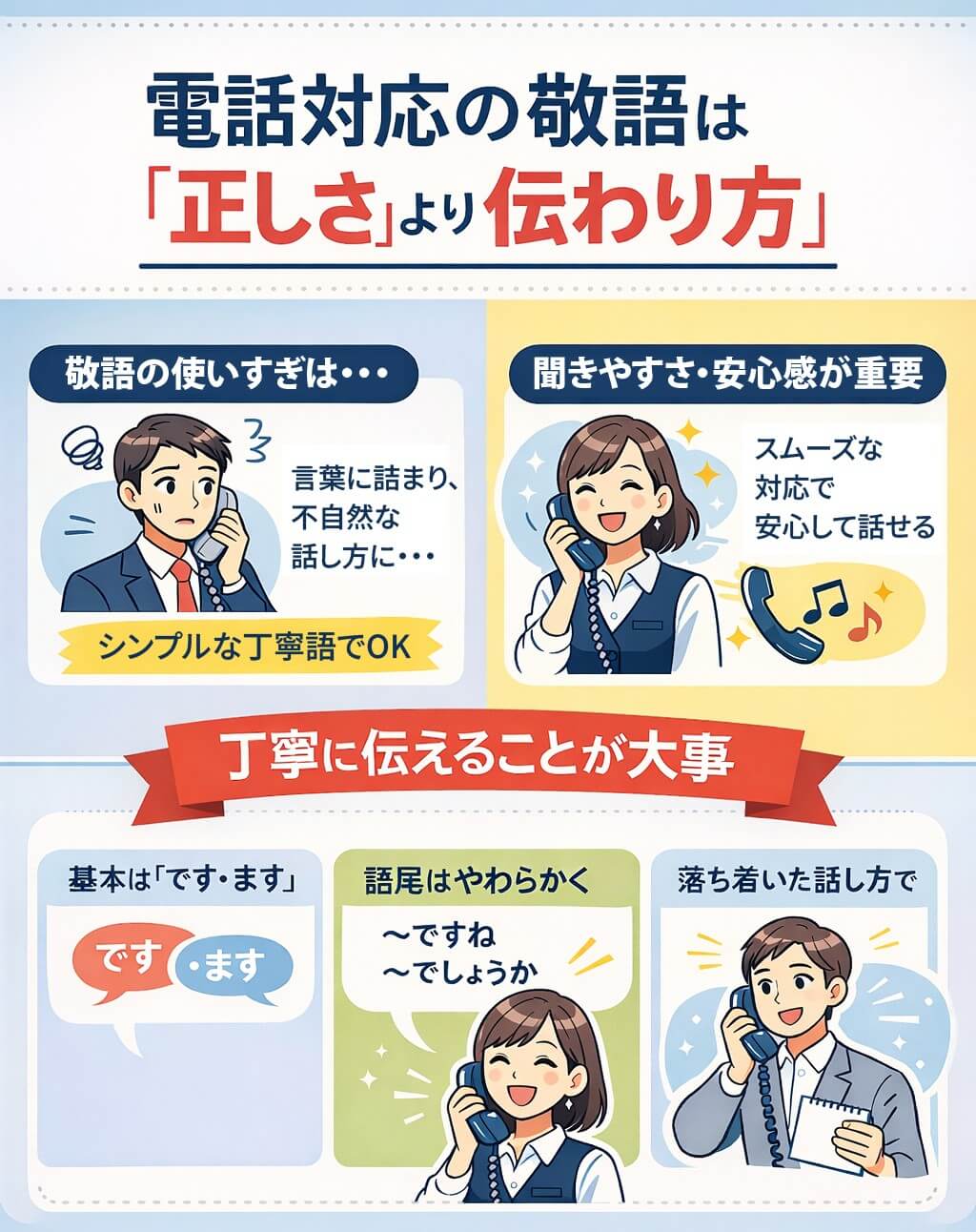 電話対応の敬語は「正しさ」より「伝わり方」図解
