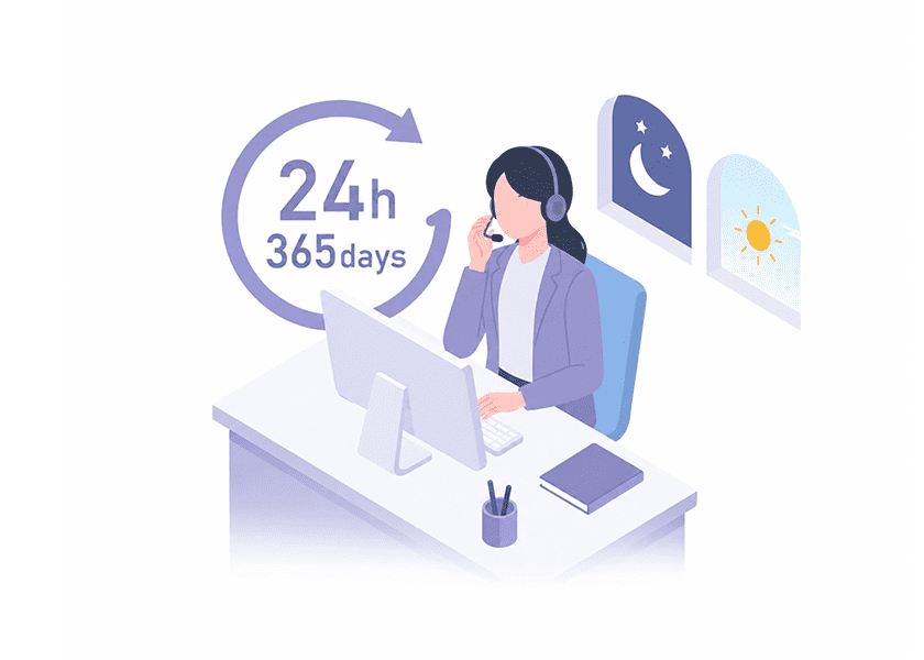 24時間365日の電話受付に対応